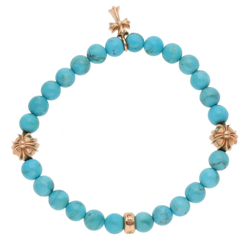 Chrome Hearts 22K 6mm Bead Bracelet Blue Gold Size 6