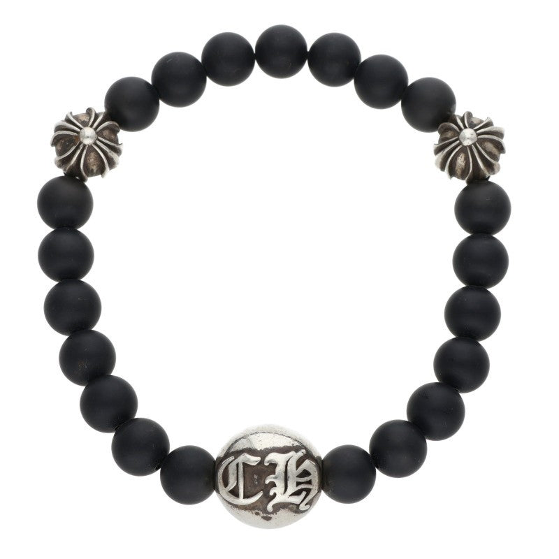 Chrome Hearts 8mm Bead Silver & Black Bracelet
