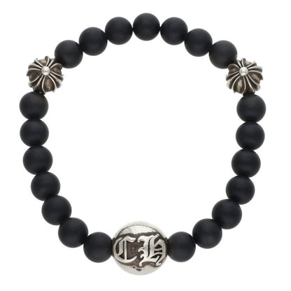 Chrome Hearts 8mm Bead Silver & Black Bracelet