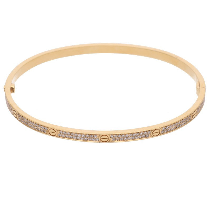 Cartier LOVE BRACELET SM K18YG Pave Diamond Bracelet Size 20