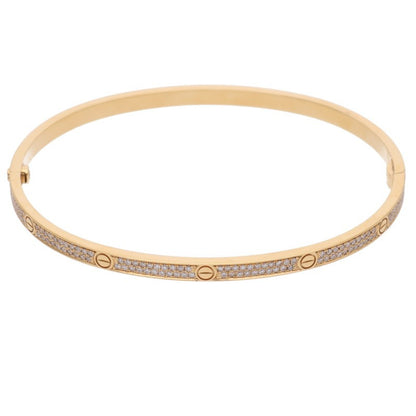 Cartier LOVE BRACELET SM K18YG Pave Diamond Bracelet Size 20