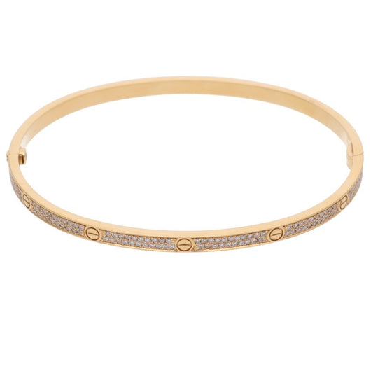 Cartier LOVE BRACELET SM K18YG Pave Diamond Bracelet Size 20