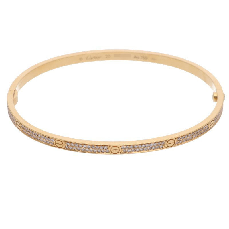 Cartier LOVE BRACELET SM K18YG Pave Diamond Bracelet Size 20