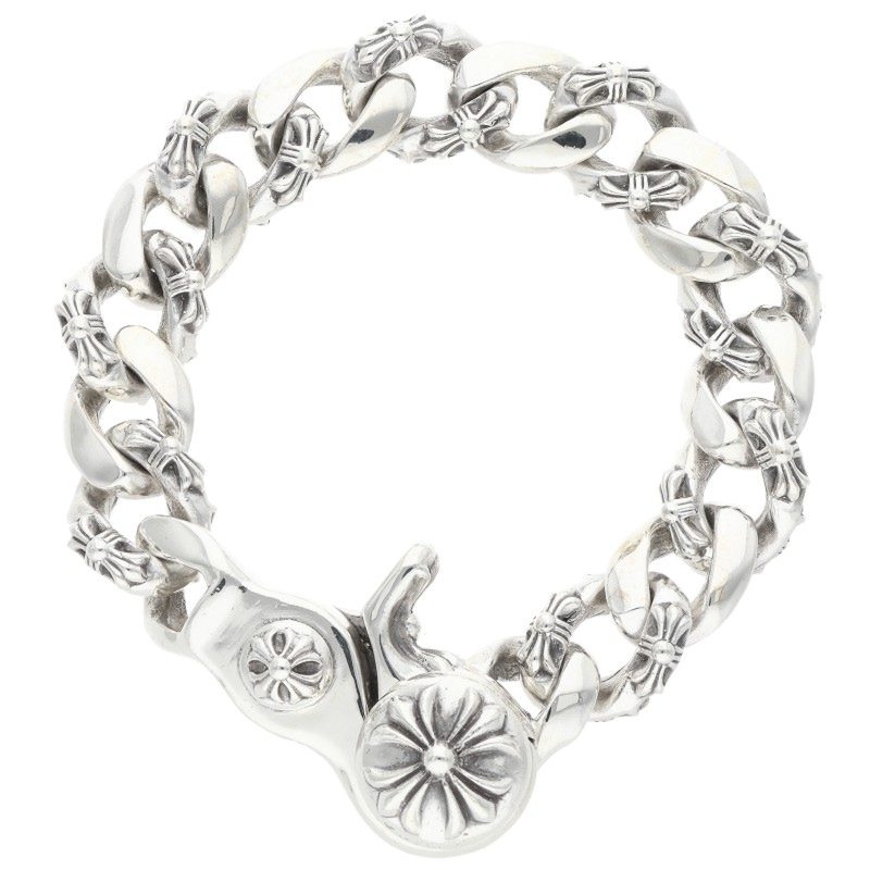 Chrome Hearts FNCY CHN LNK Fancy Silver Bracelet Size 15LINK