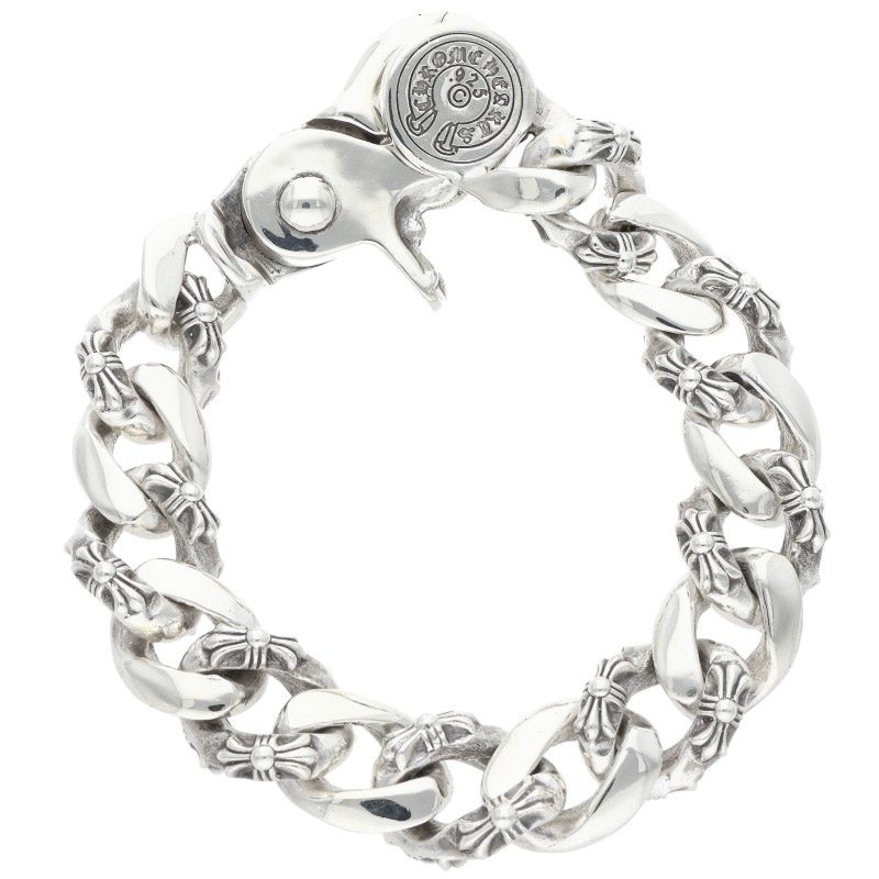 Chrome Hearts FNCY CHN LNK Fancy Silver Bracelet Size 15LINK