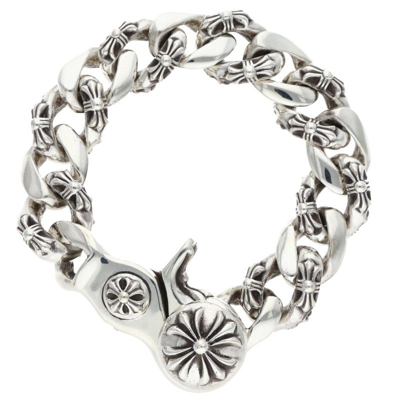 Chrome Hearts FNCY CHN LNK 925 Silver Bracelet Size 13LINK