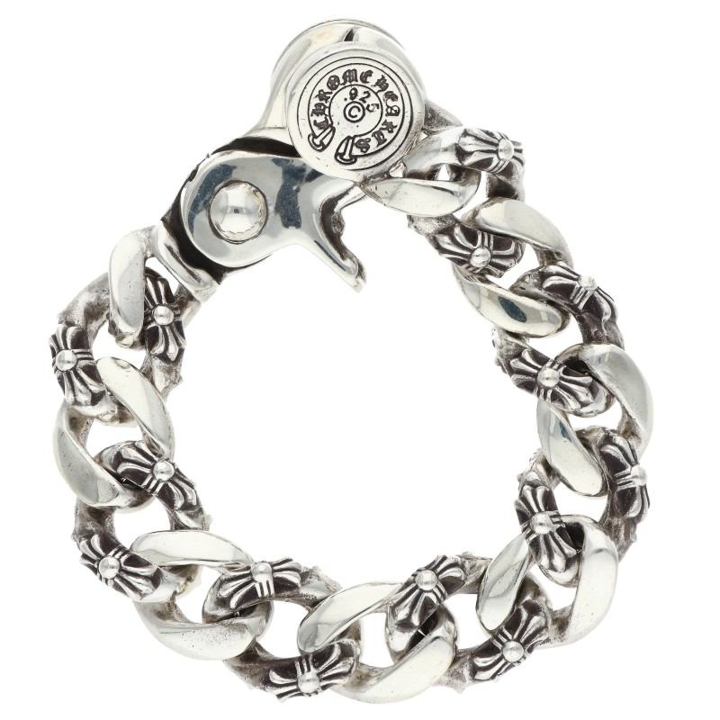 Chrome Hearts FNCY CHN LNK 925 Silver Bracelet Size 13LINK