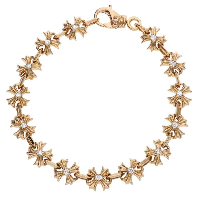 Chrome Hearts 22K CH X Link Diamond Bracelet Yellow Gold