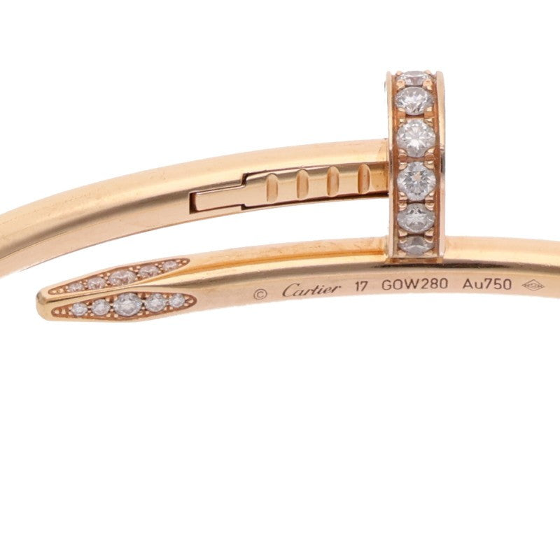 Cartier 18K Pink Gold Diamond JUSTE UN CLOU Bracelet Size 17
