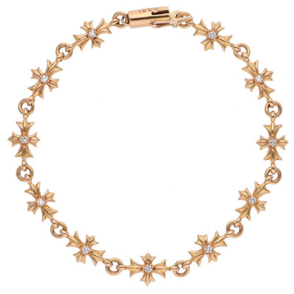 Chrome Hearts 22K Tiny ECH Plus Diamond Bracelet Size 11LINK