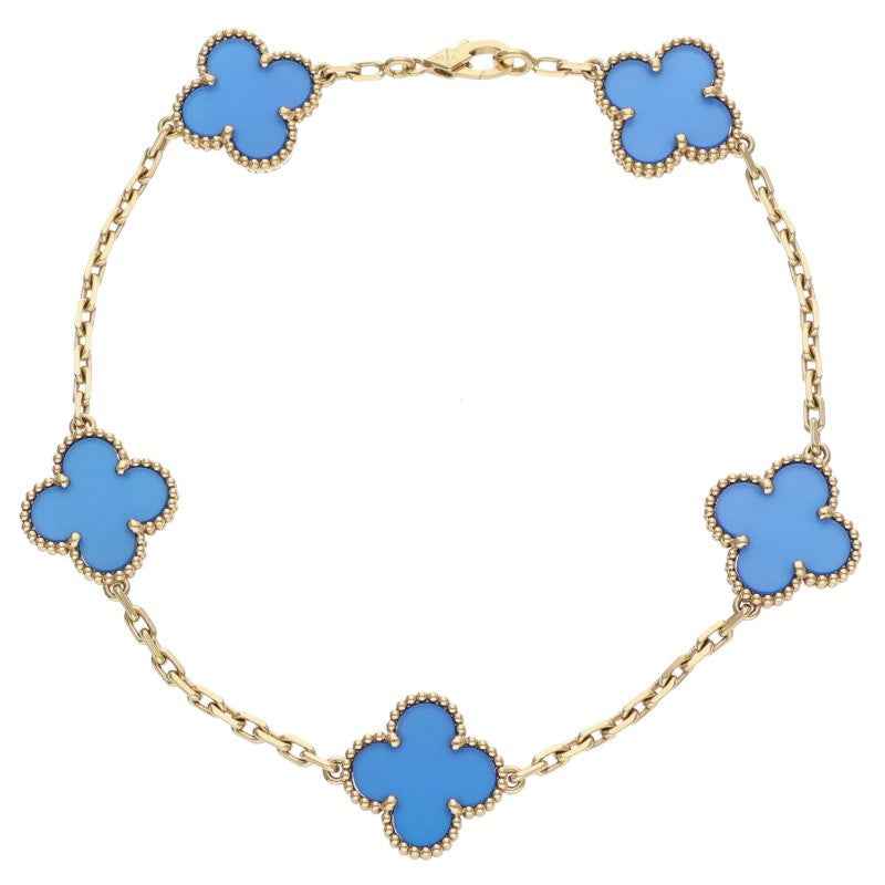VANCLEEF & ARPELS Vintage Alhambra K18YG Agate Bracelet