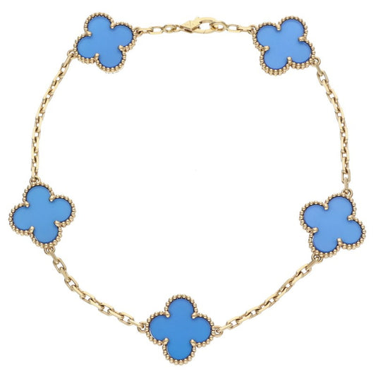 VANCLEEF & ARPELS Vintage Alhambra K18YG Agate Bracelet