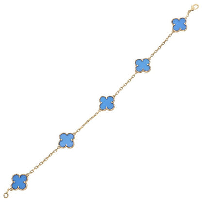 VANCLEEF & ARPELS Vintage Alhambra K18YG Agate Bracelet