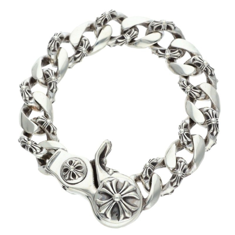 Chrome Hearts FNCY CHN LNK Old Silver Bracelet Size 15LINK