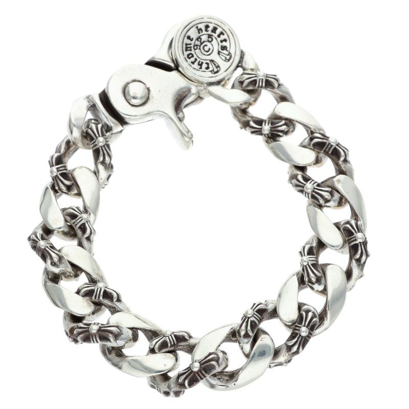 Chrome Hearts FNCY CHN LNK Old Silver Bracelet Size 15LINK