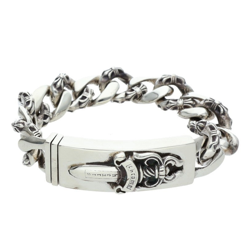 Chrome Hearts ID Dagger Fancy Silver Bracelet Size 13LINK