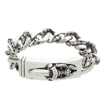 Chrome Hearts ID Dagger Fancy Silver Bracelet Size 13LINK