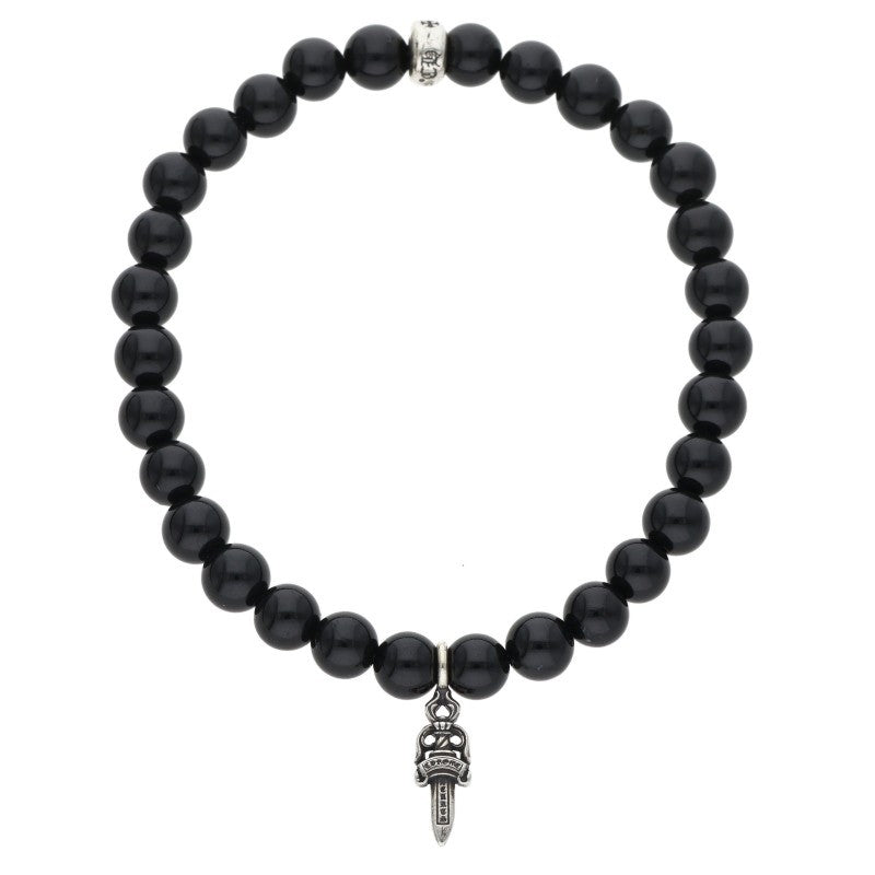 Chrome Hearts 6mm Stack Dagger Black/Silver Bead Bracelet