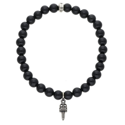 Chrome Hearts 6mm Stack Dagger Black/Silver Bead Bracelet