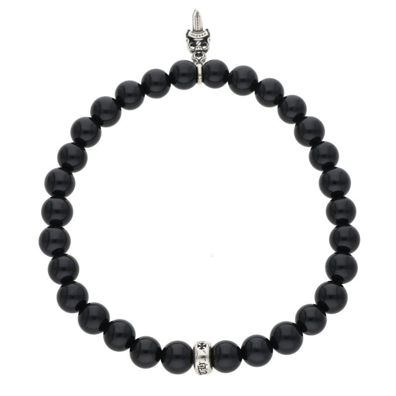 Chrome Hearts 6mm Stack Dagger Black/Silver Bead Bracelet