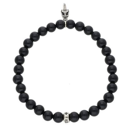 Chrome Hearts 6mm Stack Dagger Black/Silver Bead Bracelet