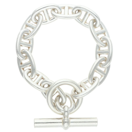 HERMES Chaine d'Ancre TGM Silver Bracelet Size 12LINK