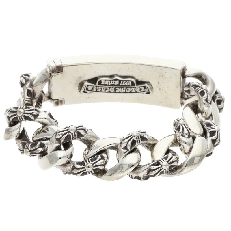 Chrome Hearts ID Floral CRS Silver Bracelet Size 11LINK
