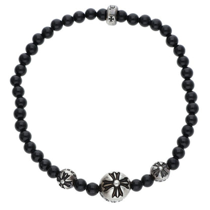 Chrome Hearts 4mm Black Tourmaline Bead Bracelet