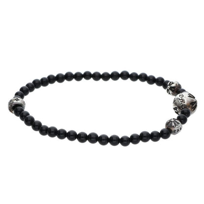 Chrome Hearts 4mm Black Tourmaline Bead Bracelet