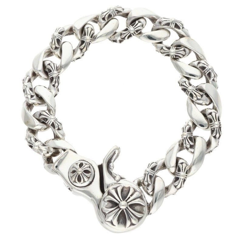 Chrome Hearts FNCY CHN LNK Fancy Silver Bracelet Size 15LINK