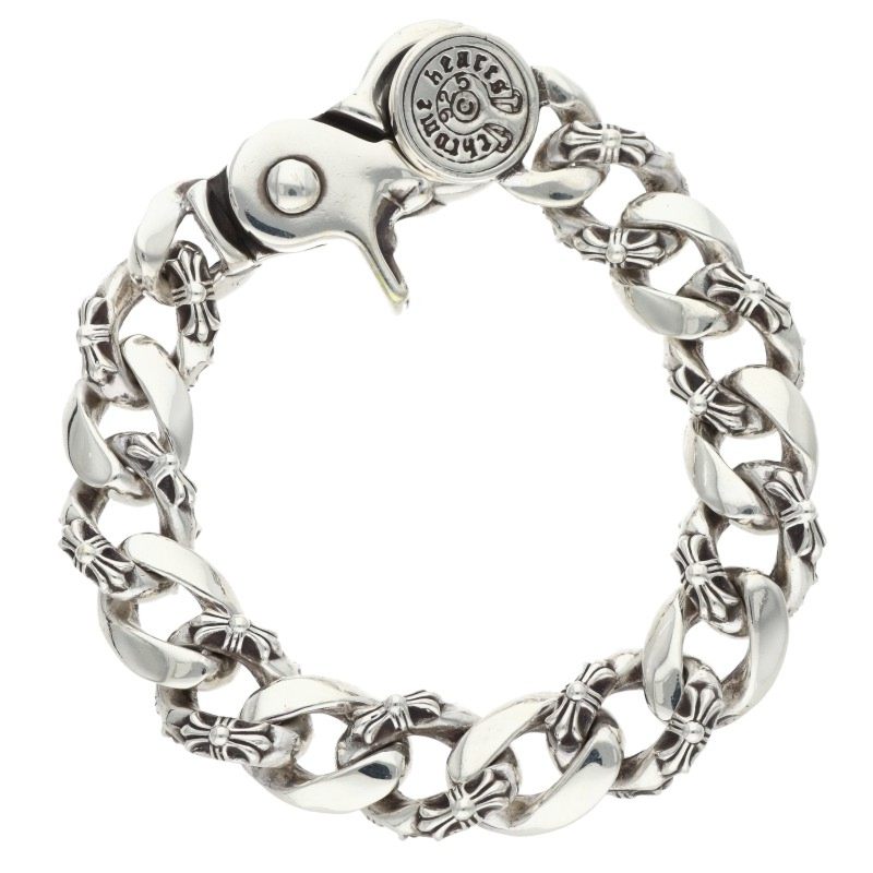 Chrome Hearts FNCY CHN LNK Fancy Silver Bracelet Size 15LINK
