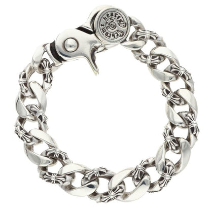 Chrome Hearts FNCY CHN LNK Fancy Silver Bracelet Size 15LINK
