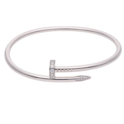 Cartier 18K WG Juste Un Clou Half Diamond Bracelet Size 19
