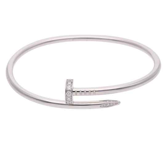 Cartier 18K WG Juste Un Clou Half Diamond Bracelet Size 19
