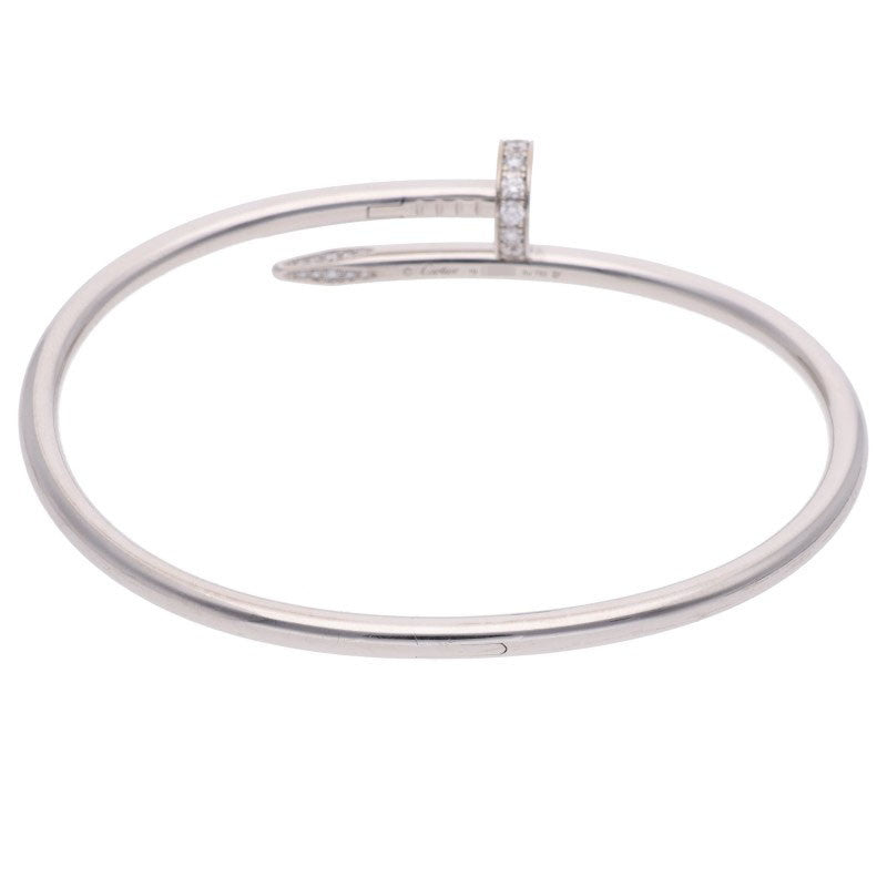 Cartier 18K WG Juste Un Clou Half Diamond Bracelet Size 19