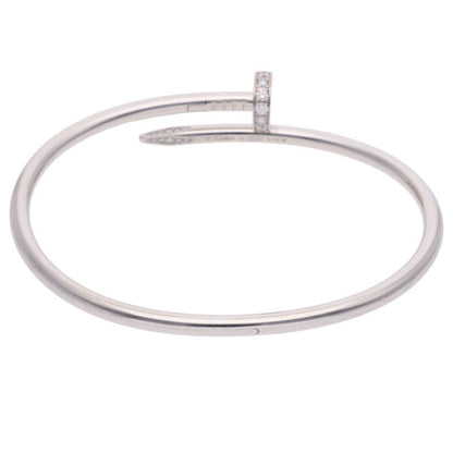 Cartier 18K WG Juste Un Clou Half Diamond Bracelet Size 19