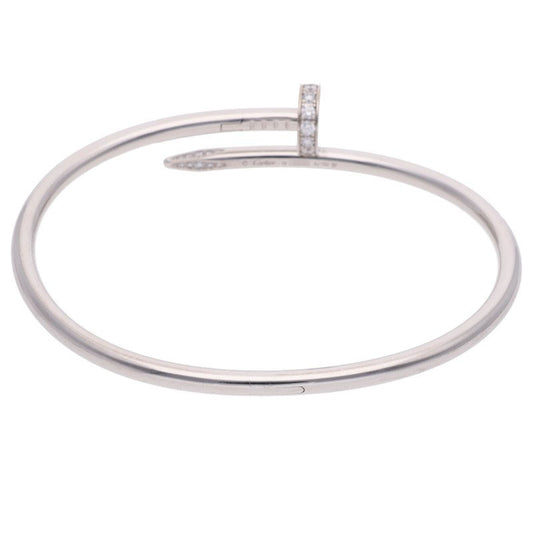 Cartier 18K WG Juste Un Clou Half Diamond Bracelet Size 19
