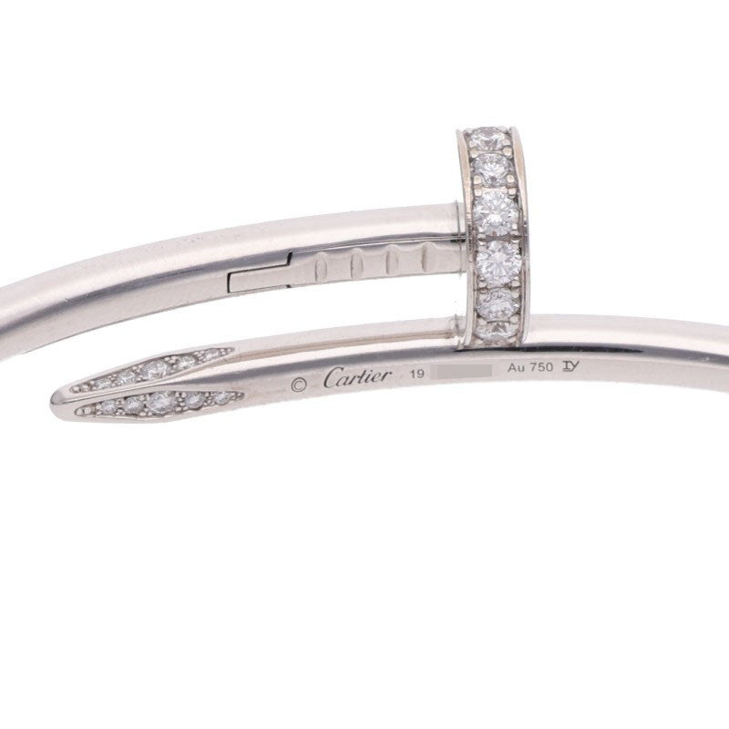 Cartier 18K WG Juste Un Clou Half Diamond Bracelet Size 19