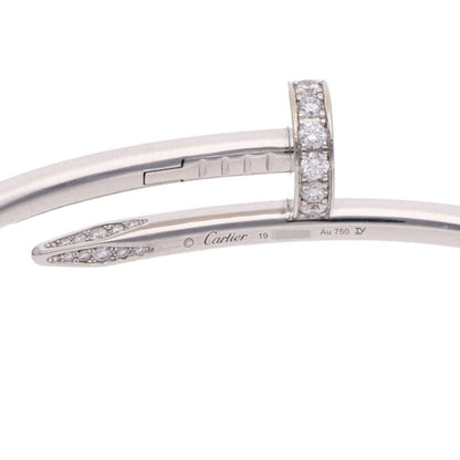 Cartier 18K WG Juste Un Clou Half Diamond Bracelet Size 19