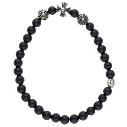 Chrome Hearts 6mm Black Tourmaline Bead Bracelet Multi