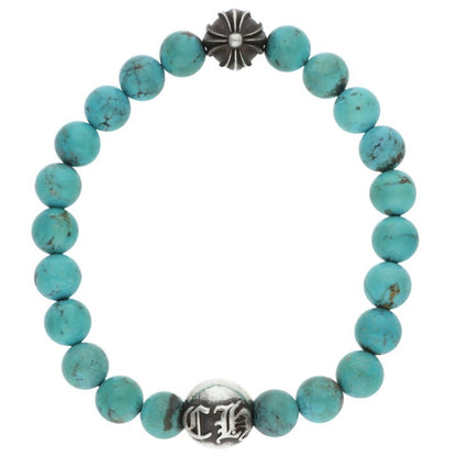 Chrome Hearts Cross Ball 8mm Turquoise Bead Bracelet