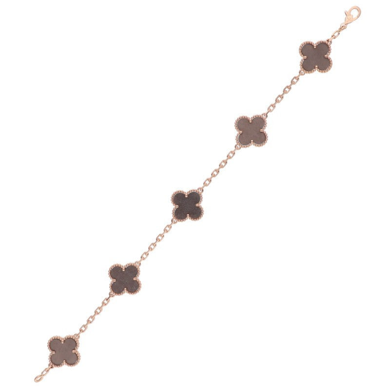 VANCLEEF & ARPELS Vintage Alhambra K18PG Obsidian Bracelet