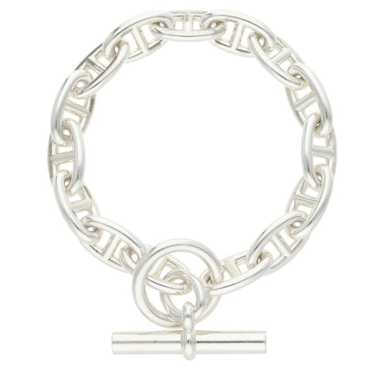 HERMES Chaine d'Ancre GM Silver Bracelet Size 15LINK