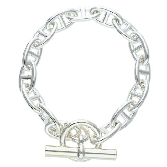 HERMES Chaine d'Ancre GM Silver Bracelet Size 15LINK