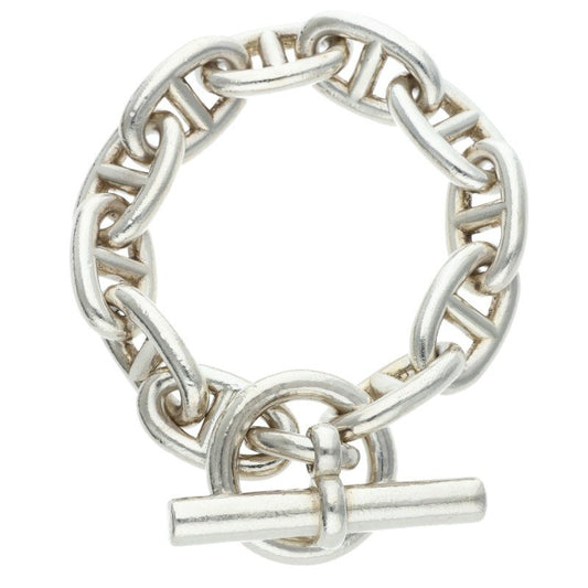 HERMES Chaine d'Ancre TGM Silver Bracelet Size 11LINK
