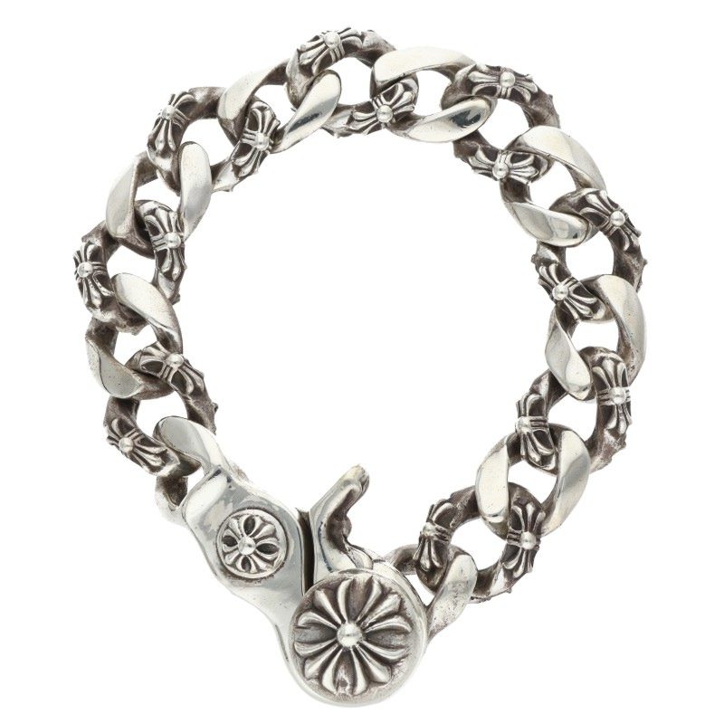 Chrome Hearts FNCY CHN LNK Fancy Silver Bracelet Size 15LINK