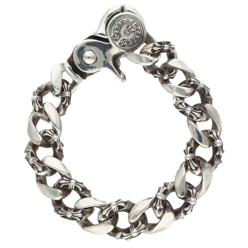 Chrome Hearts FNCY CHN LNK Fancy Silver Bracelet Size 15LINK