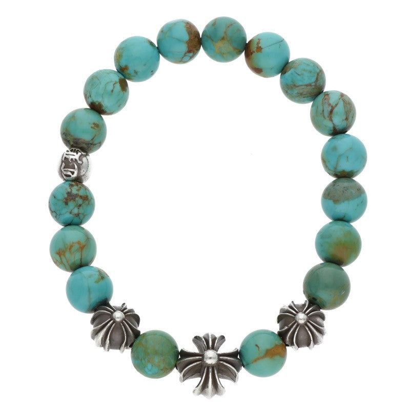 Chrome Hearts 8mm Turquoise Bead Bracelet Blue Silver Multi