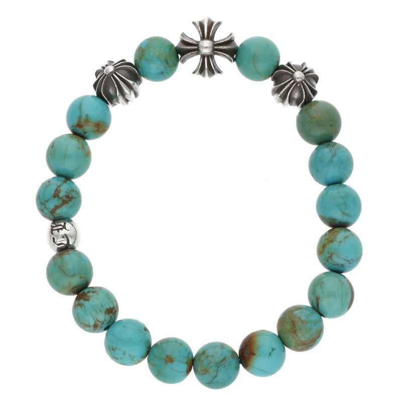 Chrome Hearts 8mm Turquoise Bead Bracelet Blue Silver Multi