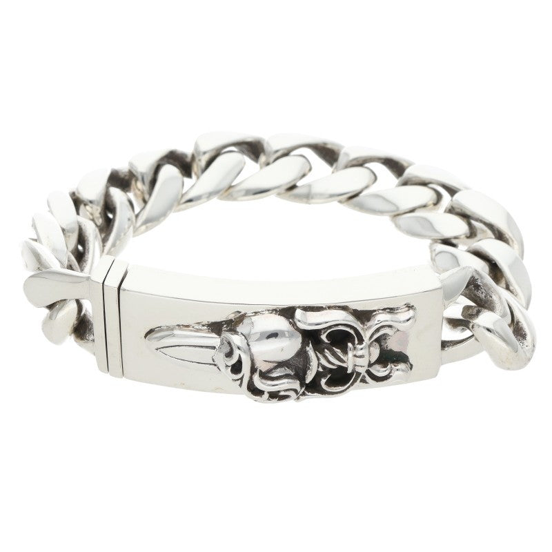 Chrome Hearts Dagger Heart ID Silver Bracelet Size 12LINK